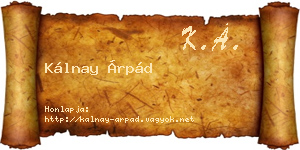 Kálnay Árpád névjegykártya